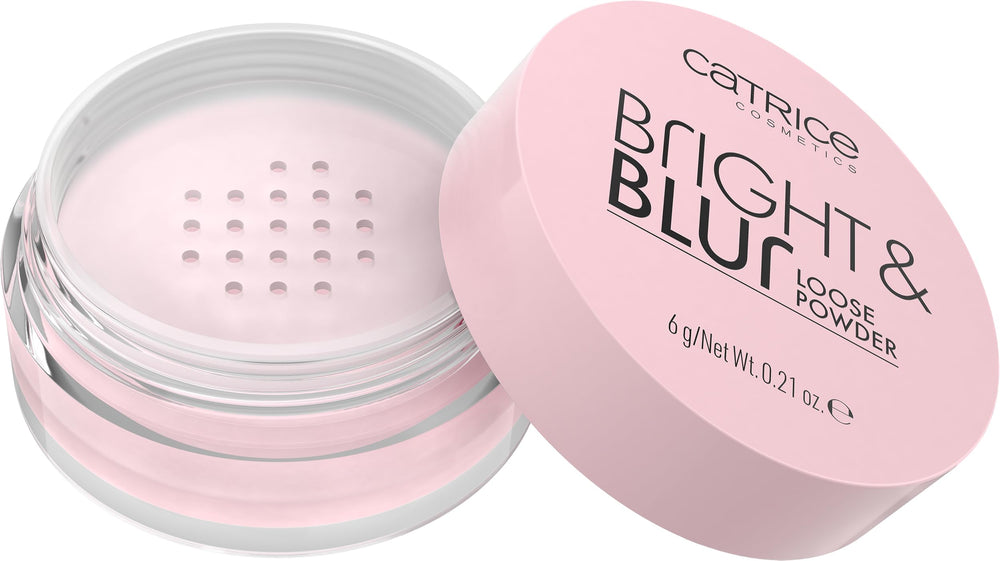 Catrice Bright & Blur polvo suelto, textura liviana para un acabado suave.