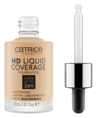 Catrice HD Liquid Coverage, botella con gotero, cobertura precisa para un look natural.