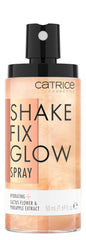 Catrice Shake Fix Glow Spray durante la aplicación en la piel para un acabado uniforme