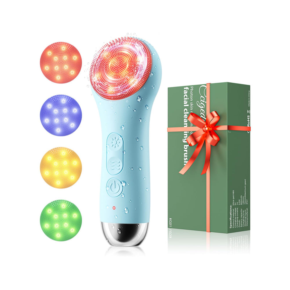 Ccigedy Face Scrubber con luz LED de 4 modos para claridad de la piel.
