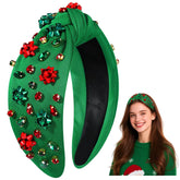CEALXHENY diadema Navidad lazo cristal perlas, ideal para fiestas y celebraciones.