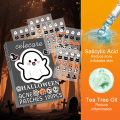 Celecare parches acne Halloween gatos negros, uso discreto y diseño adorable.