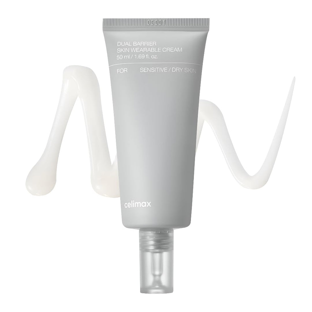 Celimax Dual Barrier Crema Facial: textura suave para hidratación duradera en piel sensible.