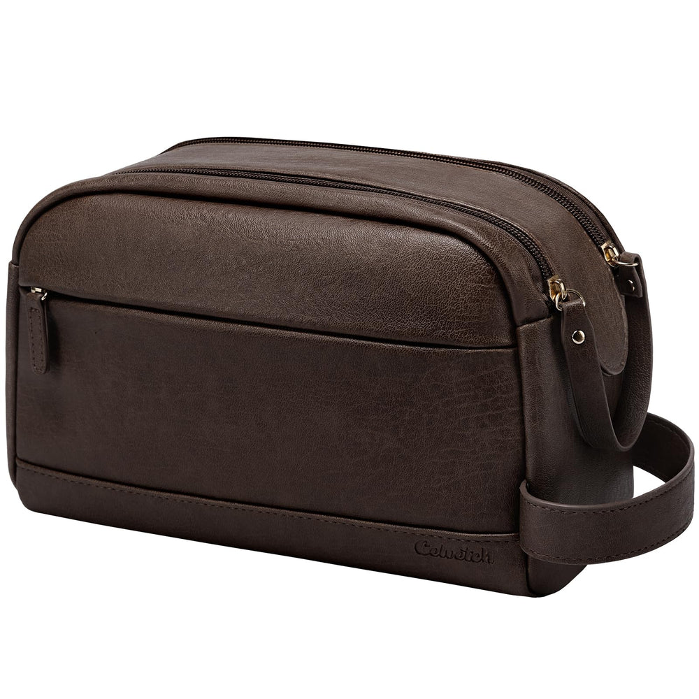 Celvetch bolsa de aseo para hombre en cuero PU, resistente al agua para viajes y gimnasio.