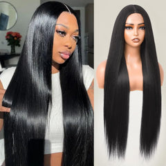 Peluca Cemuto de pelo negro largo para un estilo impactante y duradero.
