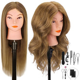 Cenoz cabeza de maniquí con pelo real, 18 pulgadas, perfecta para practicar peinado.