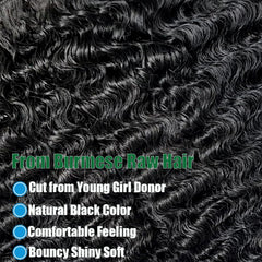 Ceoltay Burmese Curly Bundles, color negro natural, fácil de combinar y teñir.