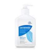 Ceramedx loción restauradora: botella para aplicación suave e humectación duradera.