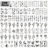 Tatuajes temporales Cerlaza, 100 hojas, diseños variados para looks cambiantes.