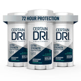 Certain Dri Extra Strength Clinical bottle on shelf, offering long-lasting protection.