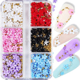 CESUSME flores 3D blancas para uñas, ideal para acento elegante en manicura.