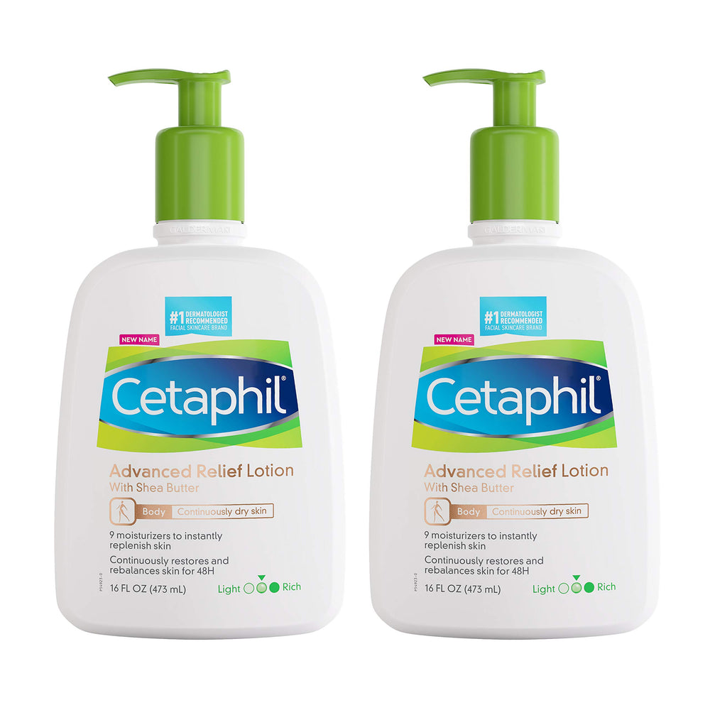 Cetaphil Advanced Relief Lotion con manteca de karité, envase doble para cuidado diario