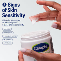 Cetaphil Crema Hidratante rostro y cuerpo, aplicación suave para hidratación inmediata.