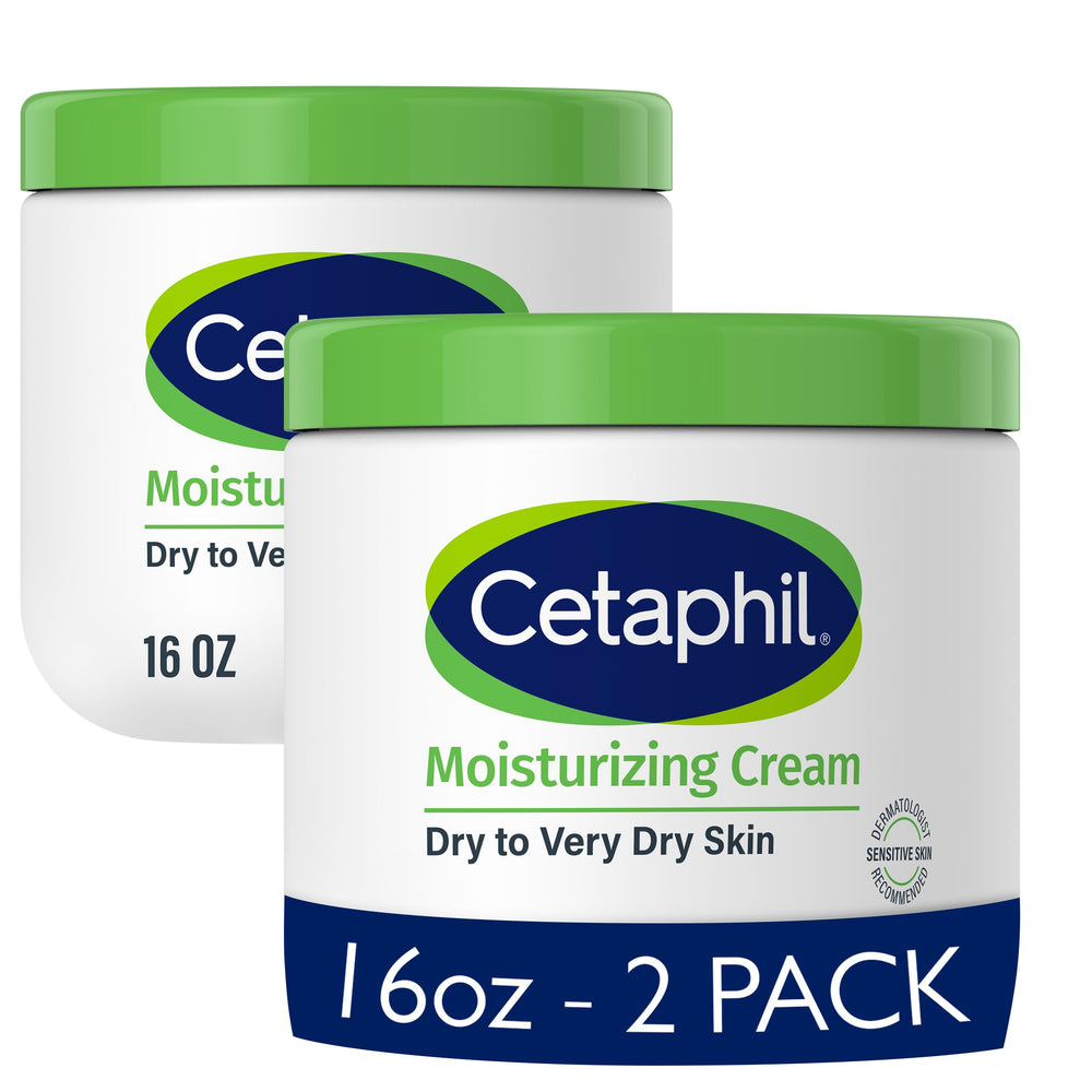 Cetaphil Crema Hidratante rostro y cuerpo paquete 2x16 onzas, hidratación duradera para la piel.