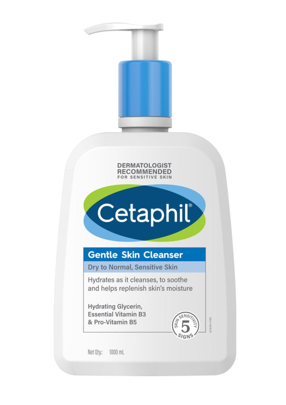 Cetaphil Nettoyant Doux en bouteille 1L, nettoyage quotidien en douceur.