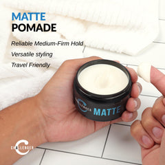 Challenger Pomada Mate, fijación media para sostener peinados durante el día.