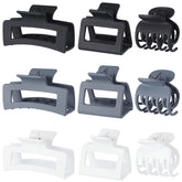 Clips CHANDAT rectangulares grises grandes para cabello grueso, sujeción firme todo el día.