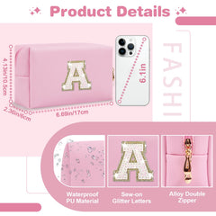ChaoGreat bolso maquillaje monograma rosa, regalo personalizado para adolescentes