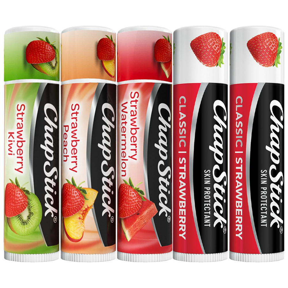 ChapStick balsamo labial fresa kiwi, hidratación duradera y aroma afrutado.