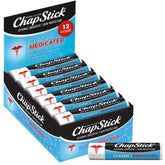 Bálsamo medicado ChapStick en pack de 12, alivio portátil para labios secos
