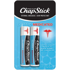 ChapStick Classic Medicado, tubo labial, alivio rápido para labios agrietados.