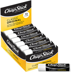 ChapStick Original, empaque de 12, ideal para hidratación diaria de labios.
