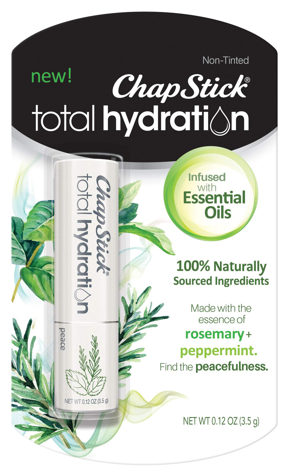ChapStick Total Hydration Peace, balsamo labial romero y menta para hidratación suave