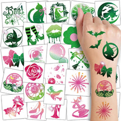 Tatuajes brillantes CHARLENT de brujas, 74 hojas para fiestas temáticas.