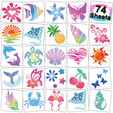 Tatuajes glitter CHARLENT Aloha para playa, ideales para decoración de fiestas temáticas.