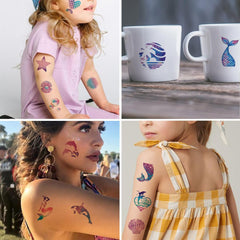 Tatuajes CHARLENT de sirena resistentes al agua, aptos para playa.
