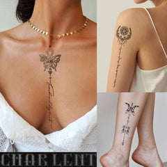 Tatuajes CHARLENT minimalistas para brazo, arte en línea que dura y se retira fácilmente