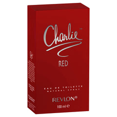 Charlie Red de Revlon, botella frontal, fragancia elegante para el día a día