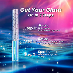 CHARMACY Chameleon Liquid Eyeliner metallic shimmer enhances multi-color depth.