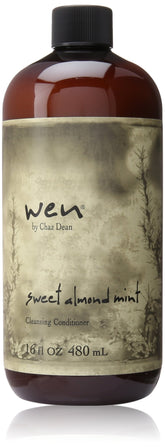 ChazDean Wen Cleansing Conditioner Sweet Almond Mint, botella frontal, cabello suave y manejable.