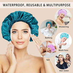 Gorro de ducha CHFONG blanco con elástico, protege el cabello durante la ducha