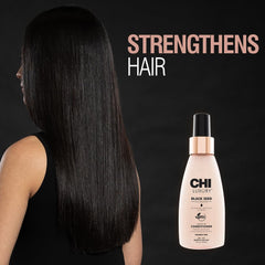 CHI Aceite de Semilla Negra, protege el cabello del calor para peinados más seguros.