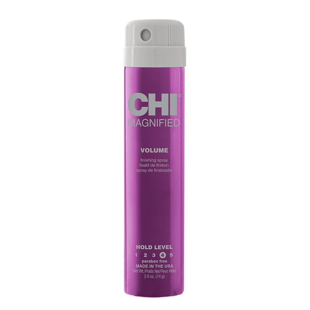 CHI Volumen Magnificado spray en botella mostrando el acabado para volumen sostenido