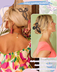 CHLINS pinza bow color khaki para looks rápidos