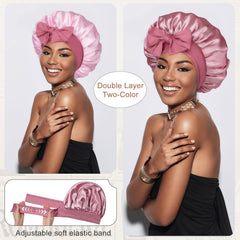 CHLINS bonete satinado para dormir, doble capa que protege el cabello.