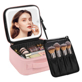 Chomeiu bolso maquillaje con espejo LED para retoques rápidos en viajes.