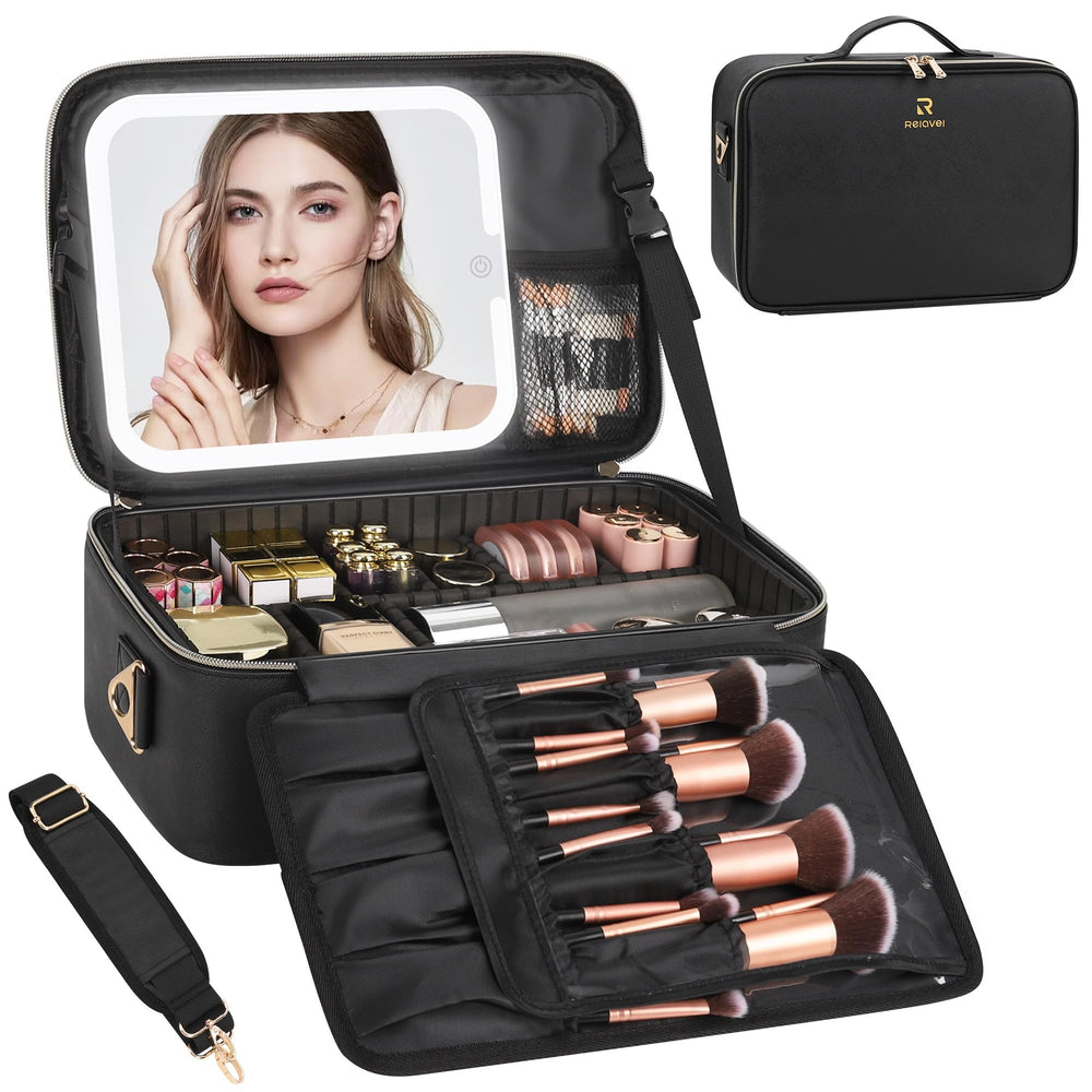 Chomeiu estuche maquillaje con espejo LED iluminado para retoques precisos.