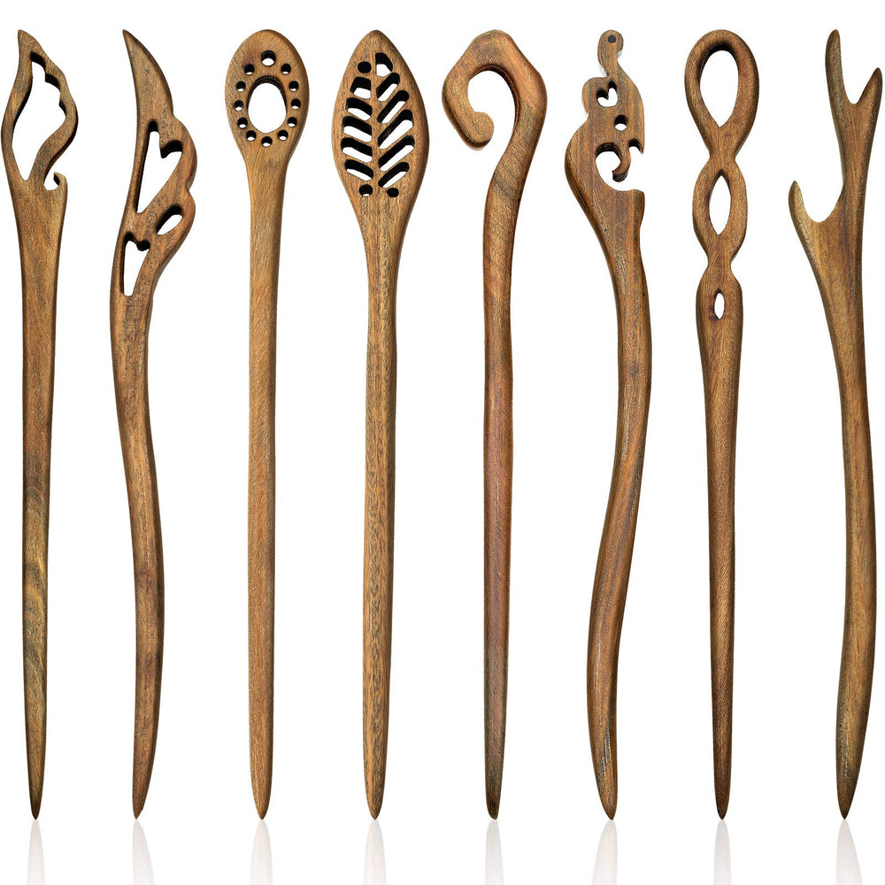 Chuangdi 8 piezas palillos de pelo de madera, estilo clásico para peinados seguros.