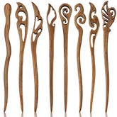 Chuangdi palillos de madera 8 piezas con estilo retro para peinados seguros.