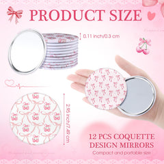 Espejo de bolsillo Cinnvoice rosa con cereza, compacto para bolsillos pequeños.