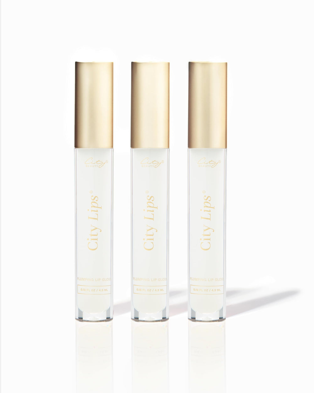 City Beauty City Lips Clear en pack3 ofrece brillo transparente y labios hidratados.