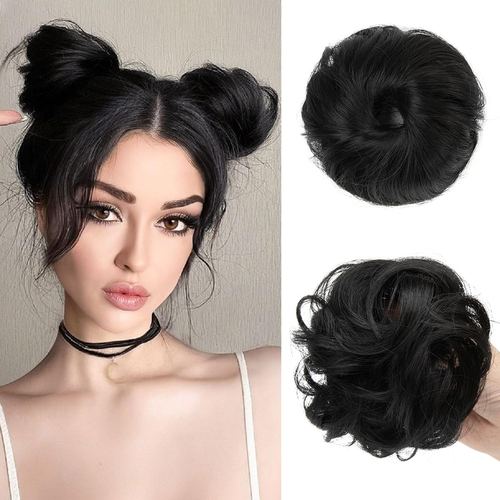 CJL HAIR mini bun rizos sintéticos, ligero y con volumen para cabello fino.