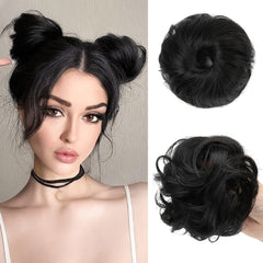CJL HAIR mini bun rizos sintéticos, ligero y con volumen para cabello fino.