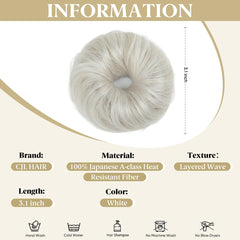 CJL HAIR pieza recogido delgado blanco, realza el peinado con volumen ligero.