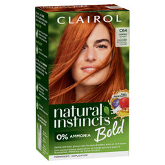 Clairol Instintos Naturales Audaces Permanente en tono Cobre Ocaso, color duradero.