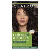 Clairol Natural Instincts, envase del tinte, color duradero y brillo natural.
